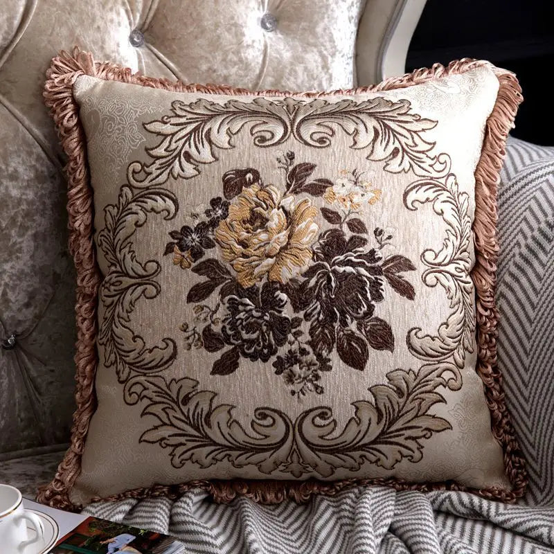 European Style Luxury Pillow Cover: Vintage Floral Embroidery