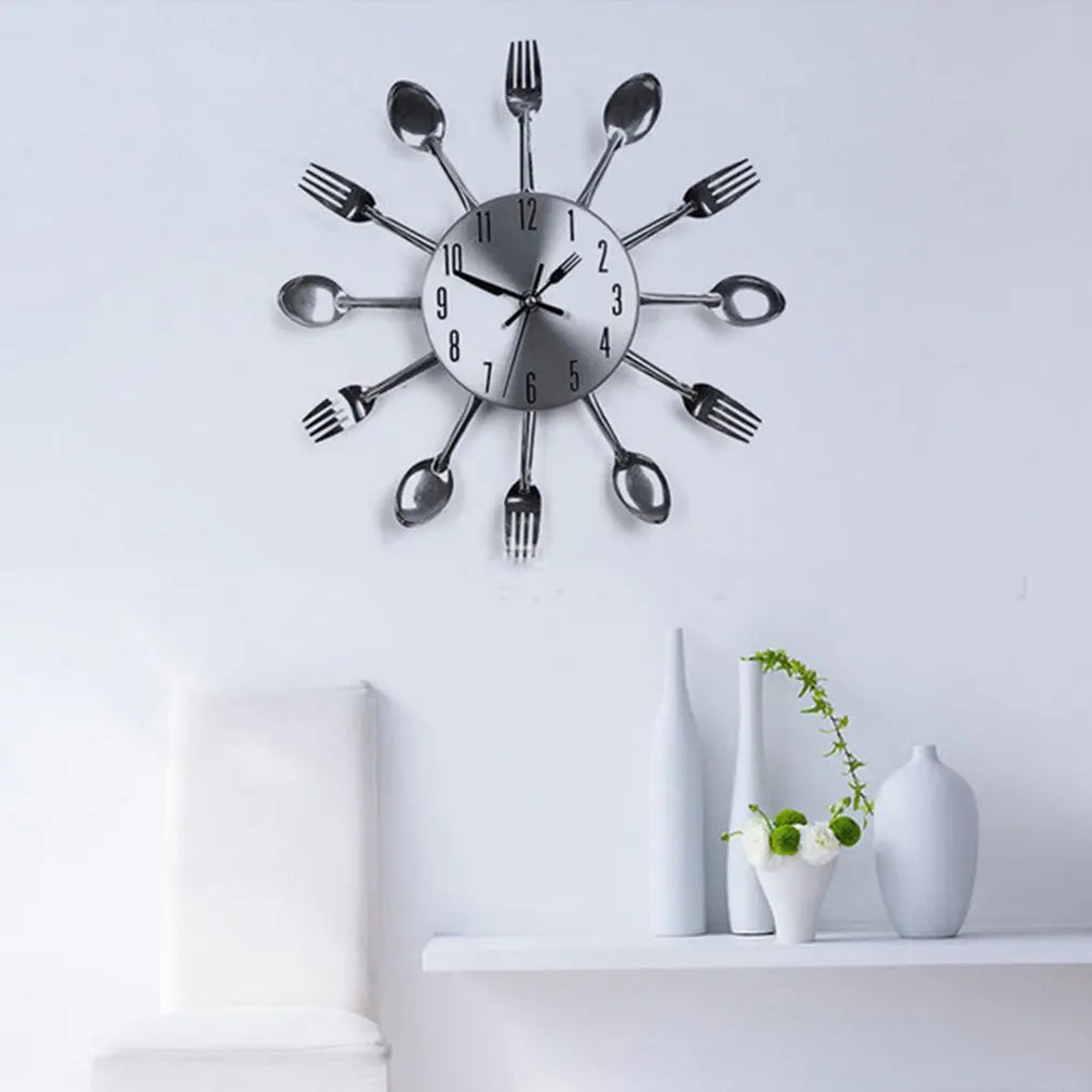 Steel Knife Fork & Spoon Wall Clock