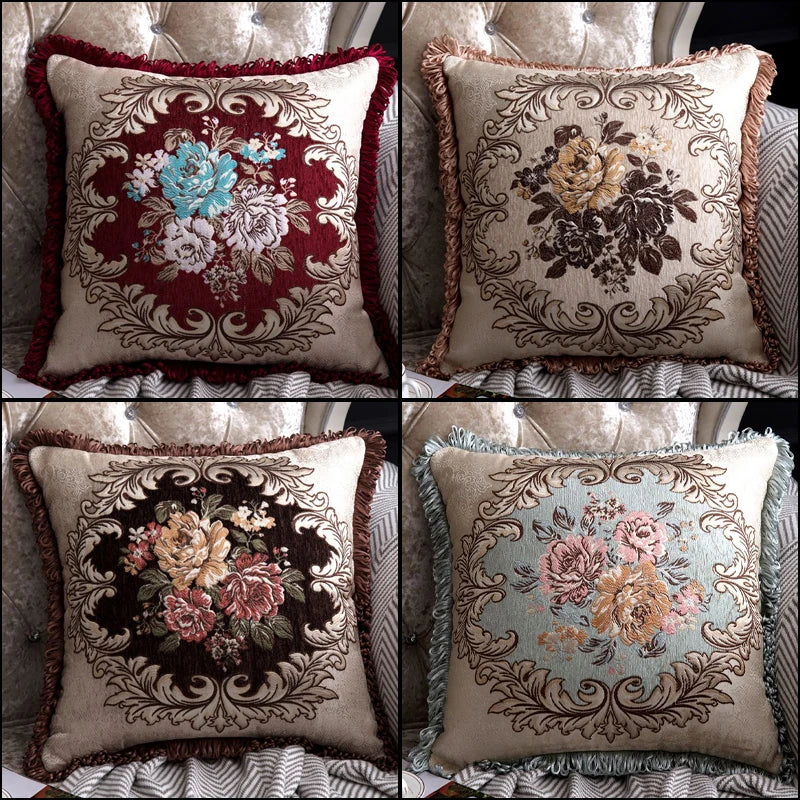 European Style Luxury Pillow Cover: Vintage Floral Embroidery