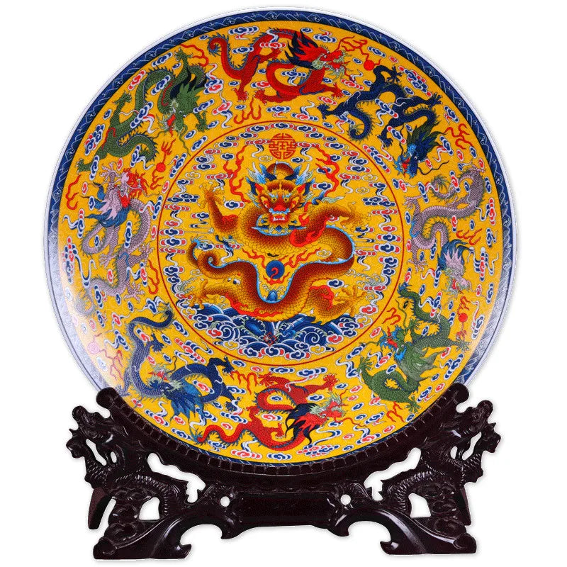 Ancient Chinese Fengshui Ceramic Ornamental Plate