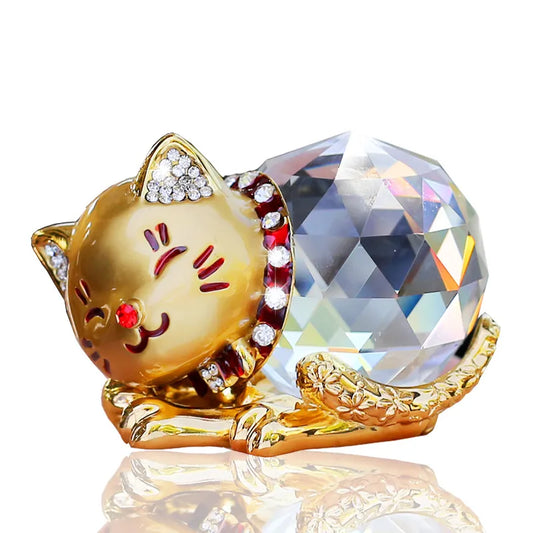 Cute Crystal Cat Paperweight Figurine