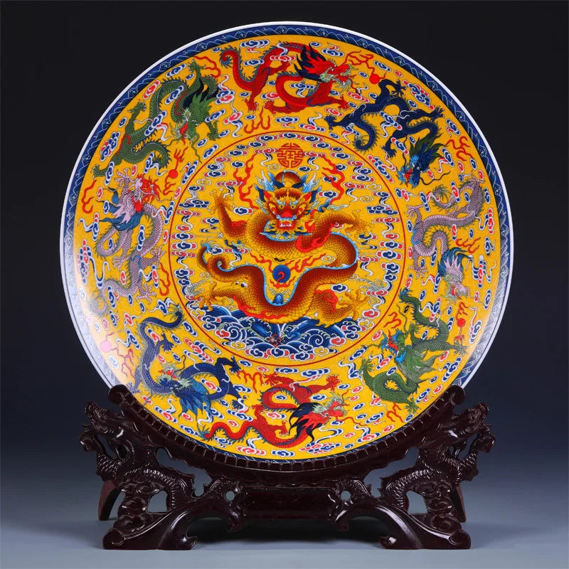 Ancient Chinese Fengshui Ceramic Ornamental Plate