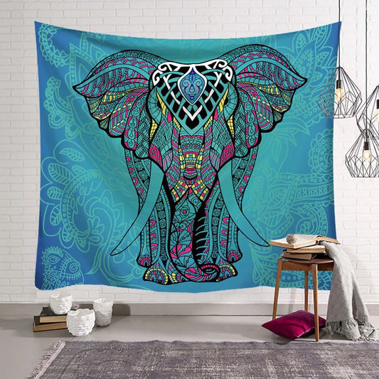 Vibrant Indian Elephant Tapestry for Wall Decor
