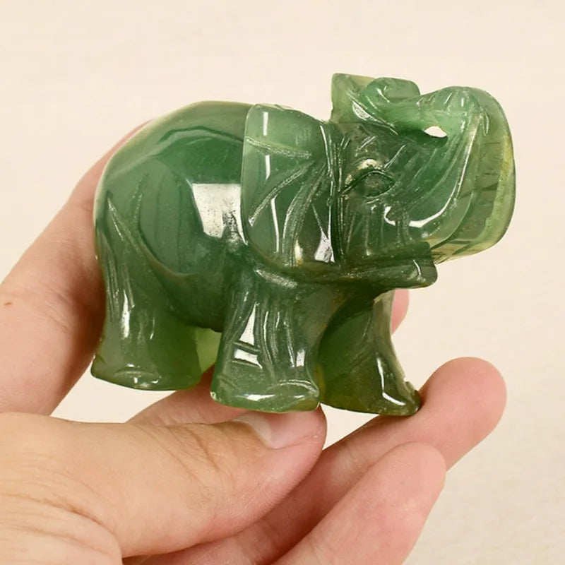 Green Aventurine Jade Stone Elephant Statue