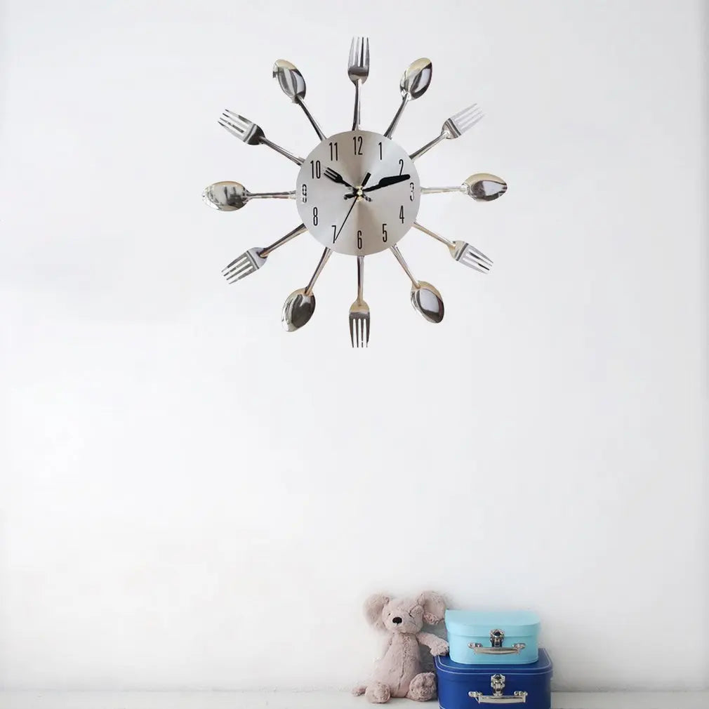 Steel Knife Fork & Spoon Wall Clock