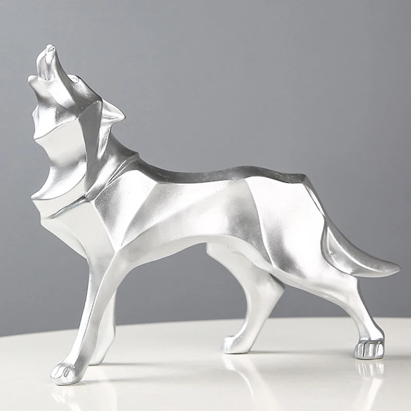 The Resin Abstract Wolf Statue