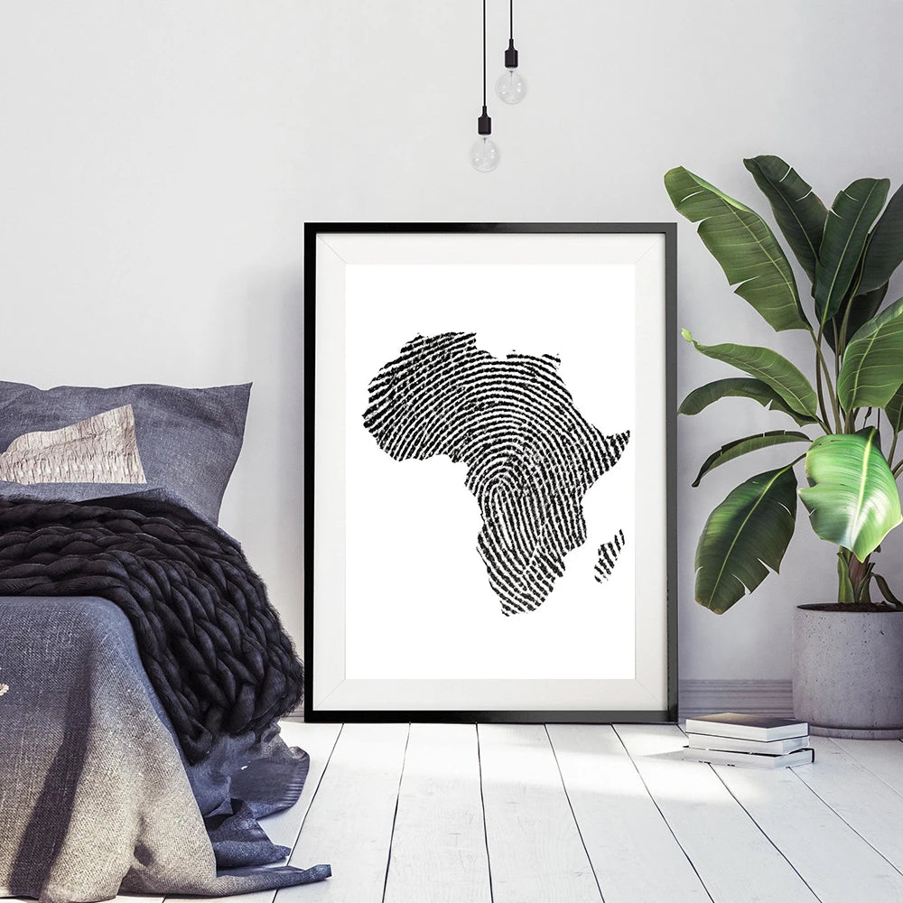 Africa Finger Pint Map Posters