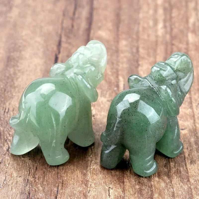 Green Aventurine Jade Stone Elephant Statue