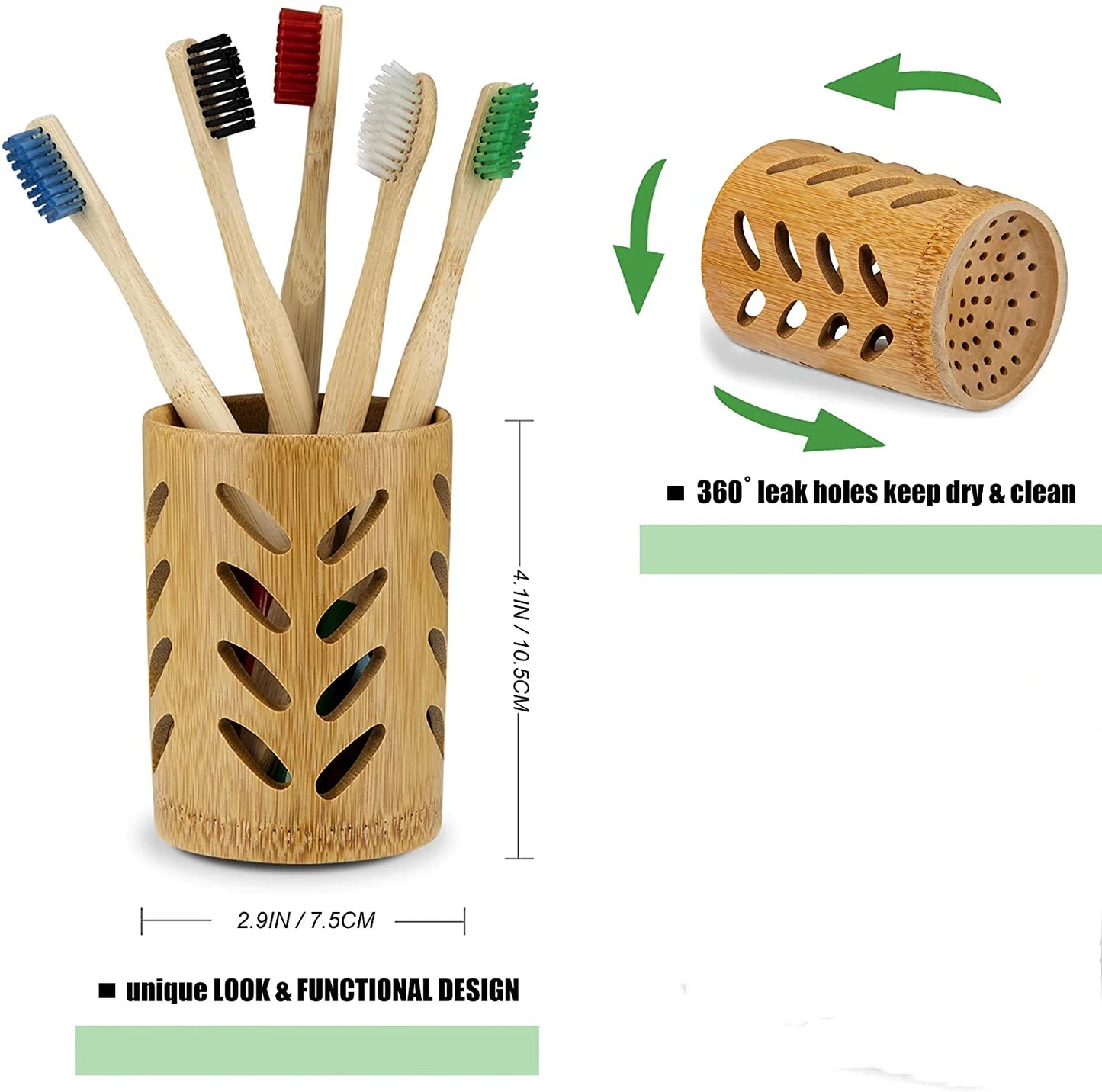 Bamboo Toothbrush Holder for Bathroom