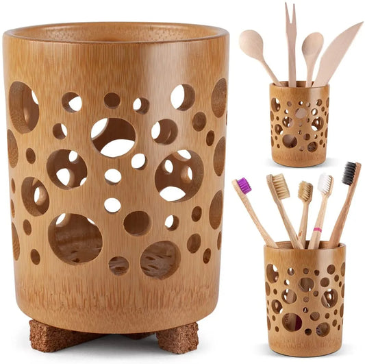 Bamboo Toothbrush Holder With Drainage