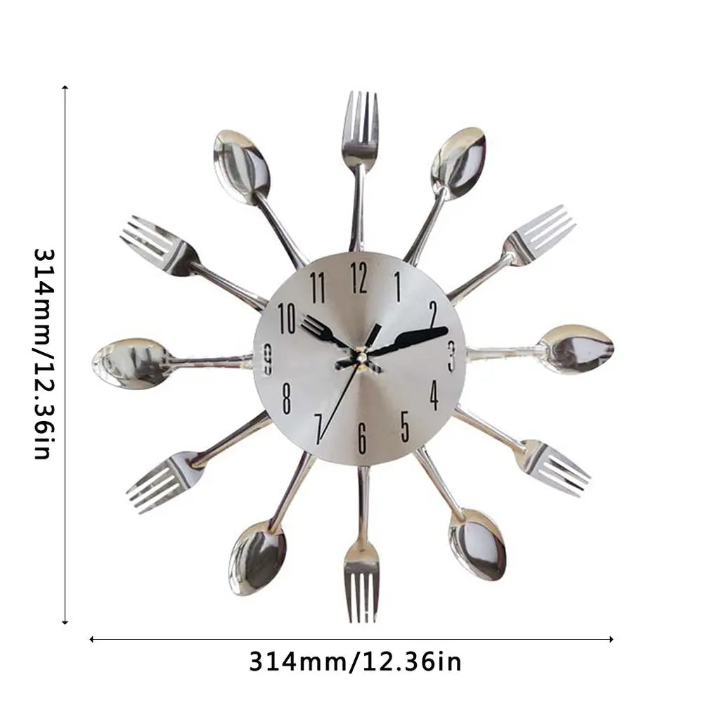 Steel Knife Fork & Spoon Wall Clock