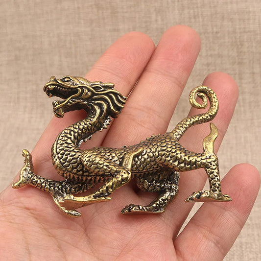 Pure Copper Ancient Mythical Miniature Beasts: Dragon, Tiger, Snake, Turtle