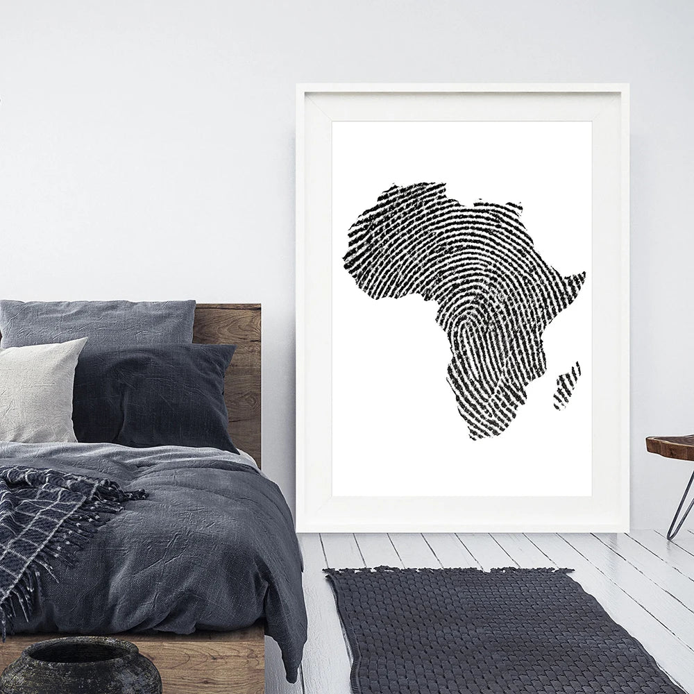 Africa Finger Pint Map Posters