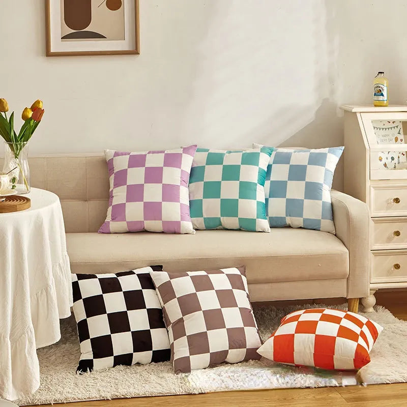 New Fashion Checkerboard Velvet Cushion Cover