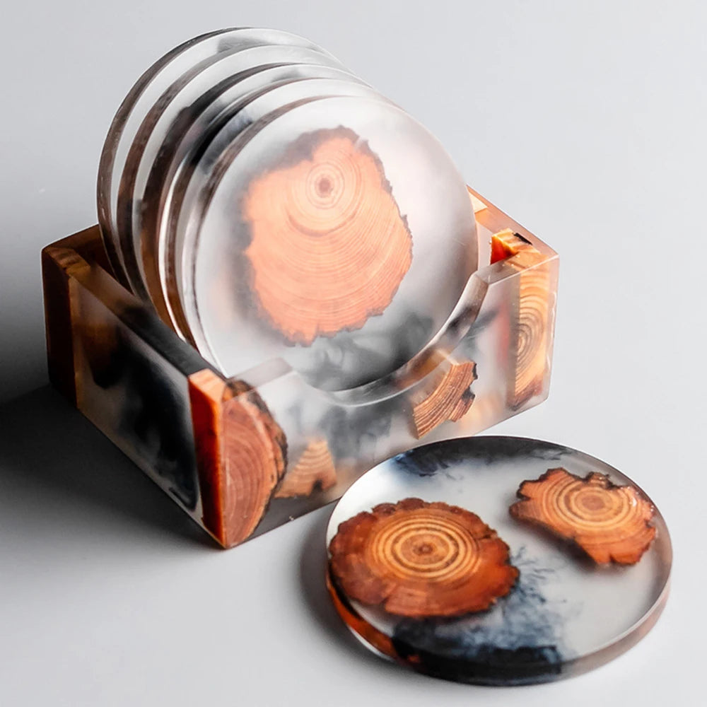 6PCS Set Resin Pine Coasters