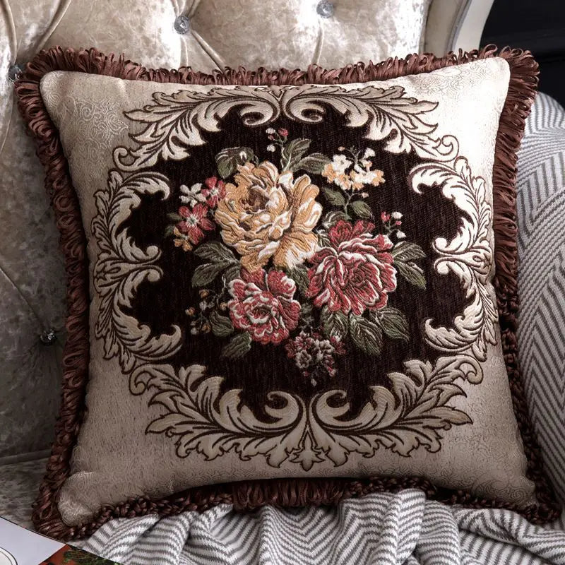 European Style Luxury Pillow Cover: Vintage Floral Embroidery