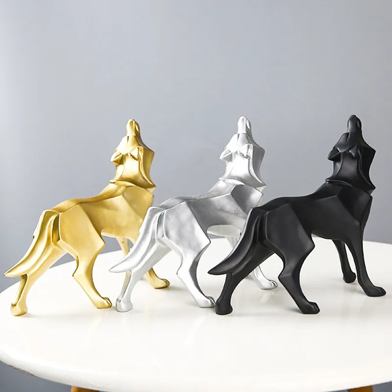 The Resin Abstract Wolf Statue