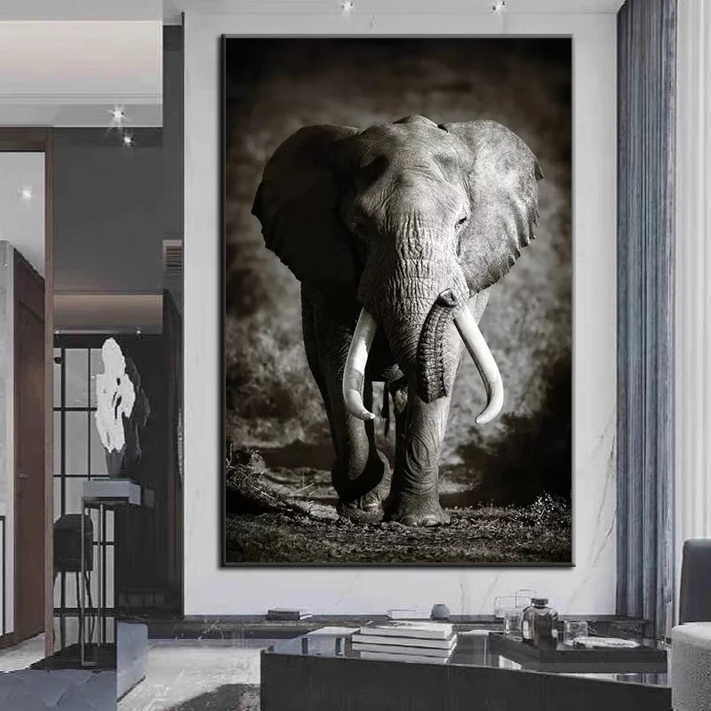 White Elephant Canvas Painting Print