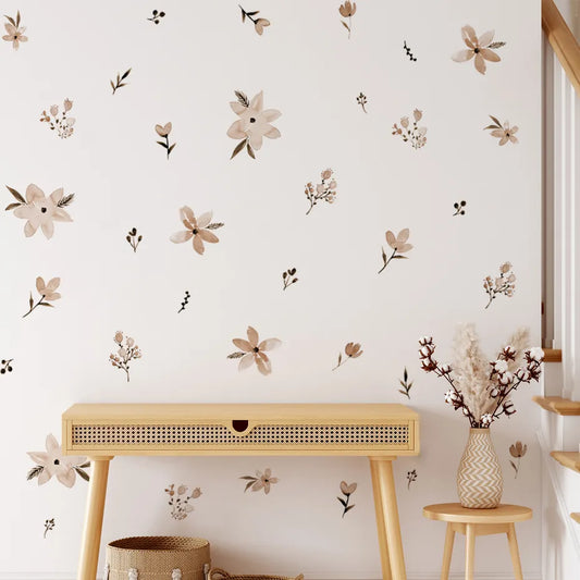 Boho style with our Flowers Leaves Watercolor Wall Sticker