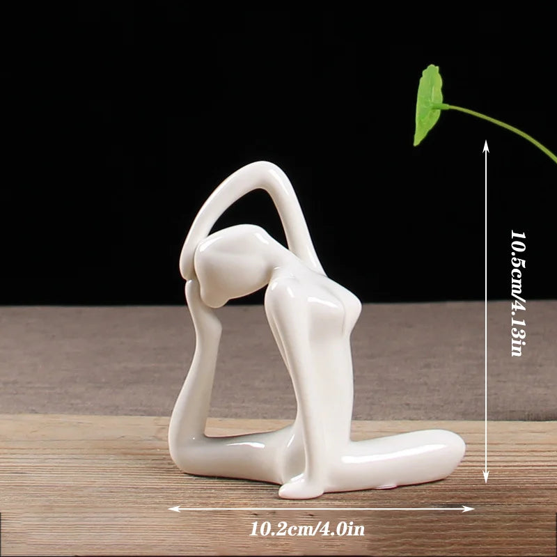 Abstract Ceramic Yoga Pose Figurine