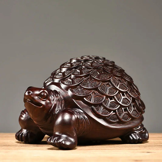 Solid Wood Carved Money Tortoise for Prospertity