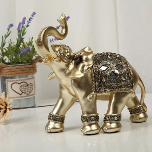 Gorgeously Intricate Golden Elephant Figurine