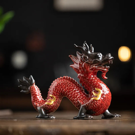 Traditional Chinese Porcelain Dragon Statue