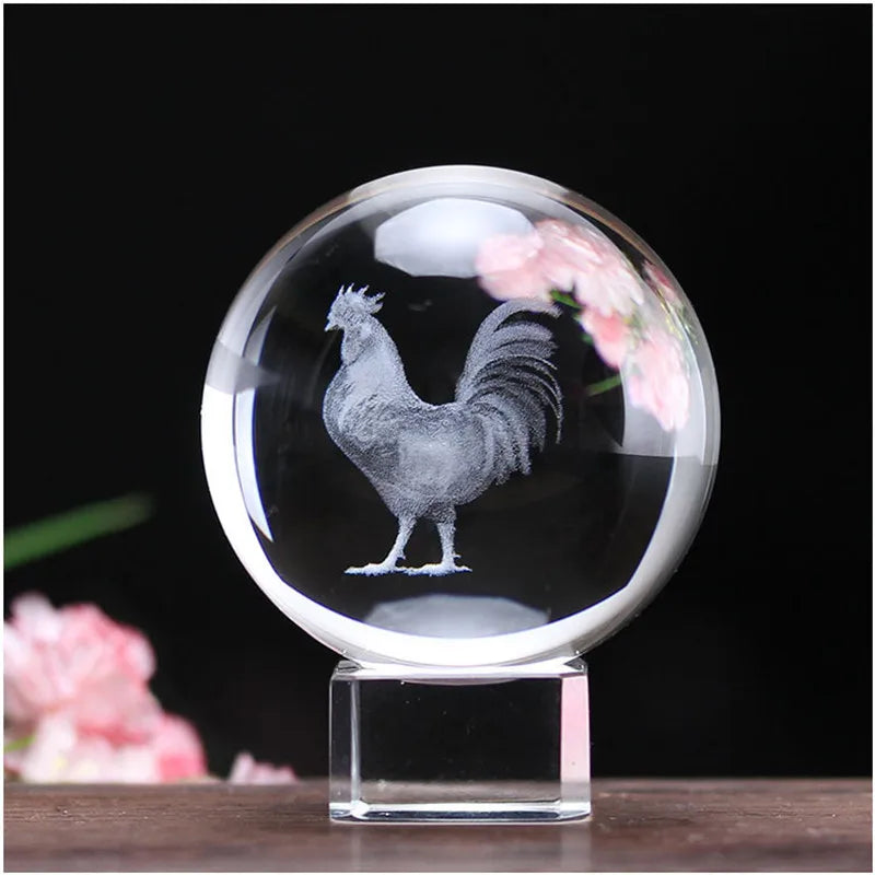 3D Crystal Ball with Various Themes: Dragon, Buddha, Horse, Mouse
