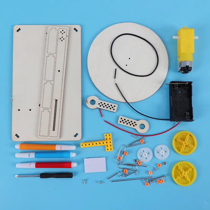 DIY Kids Creative Assembled Wooden Electric Plotter Kit