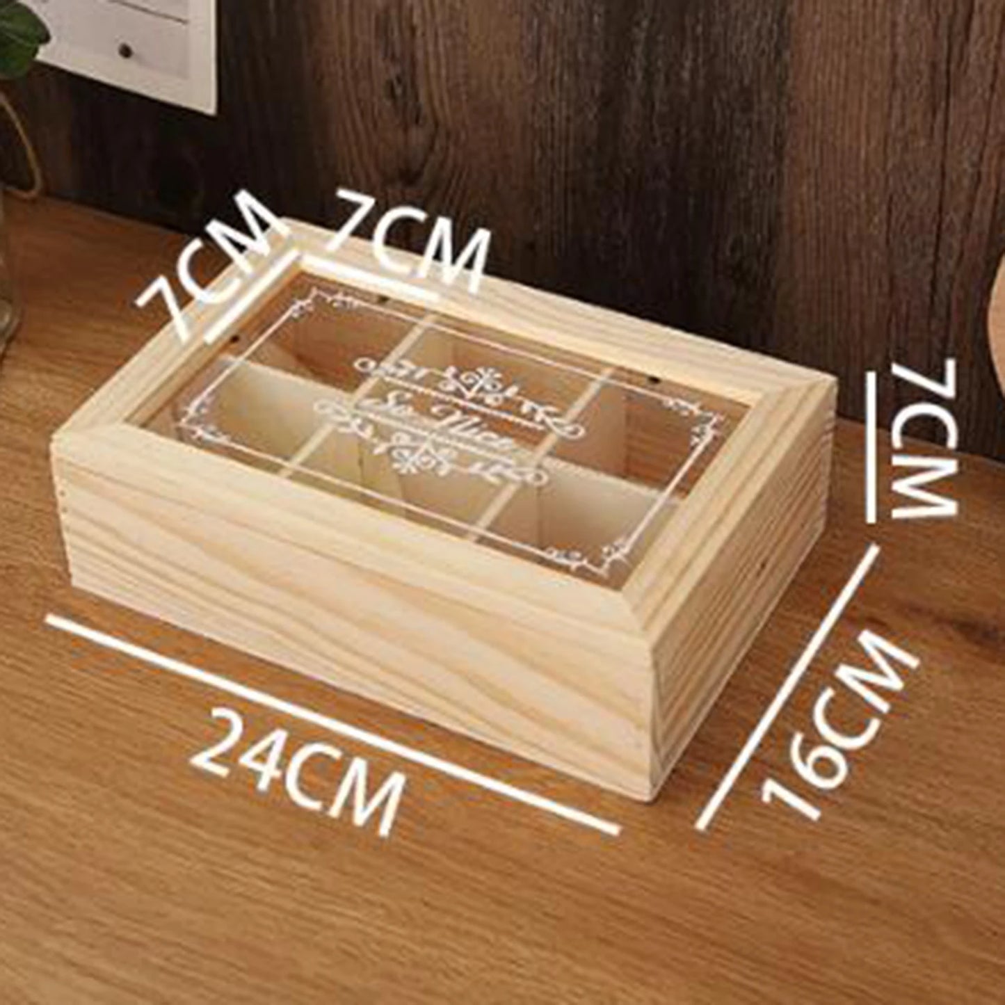 6 Grids Tea Storage Organizer in Wood