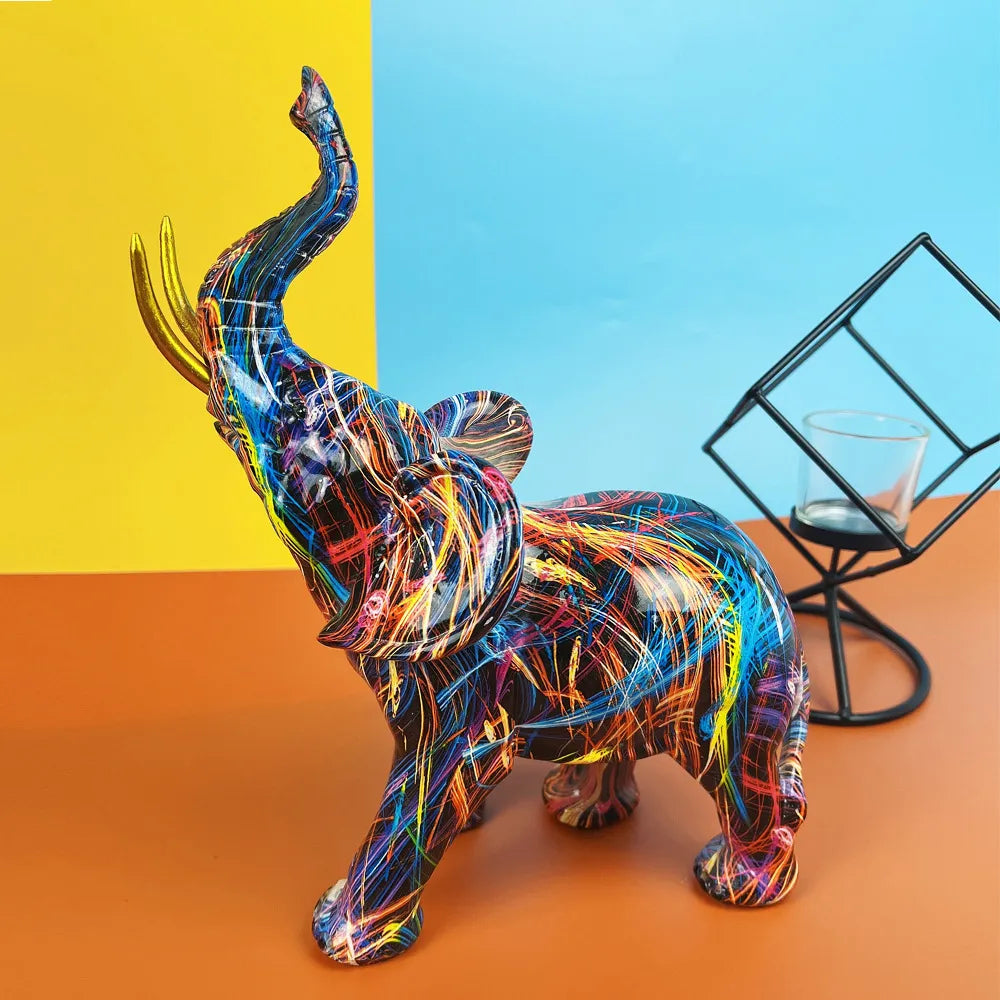 Colorful Painting Elephant Art Sculpture: Graffiti Elephant