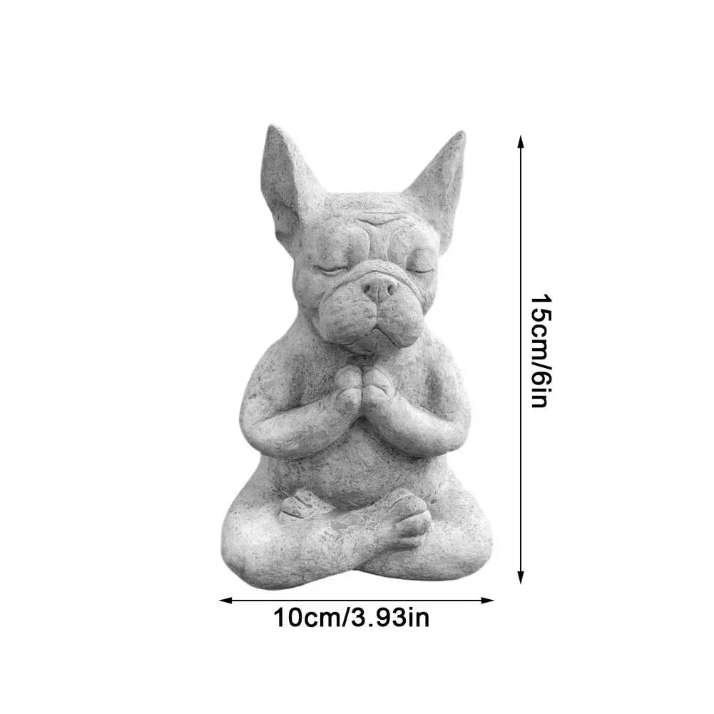 Yoga Pose Meditation Dog Resin Statue – Zen French Bulldog Figurine