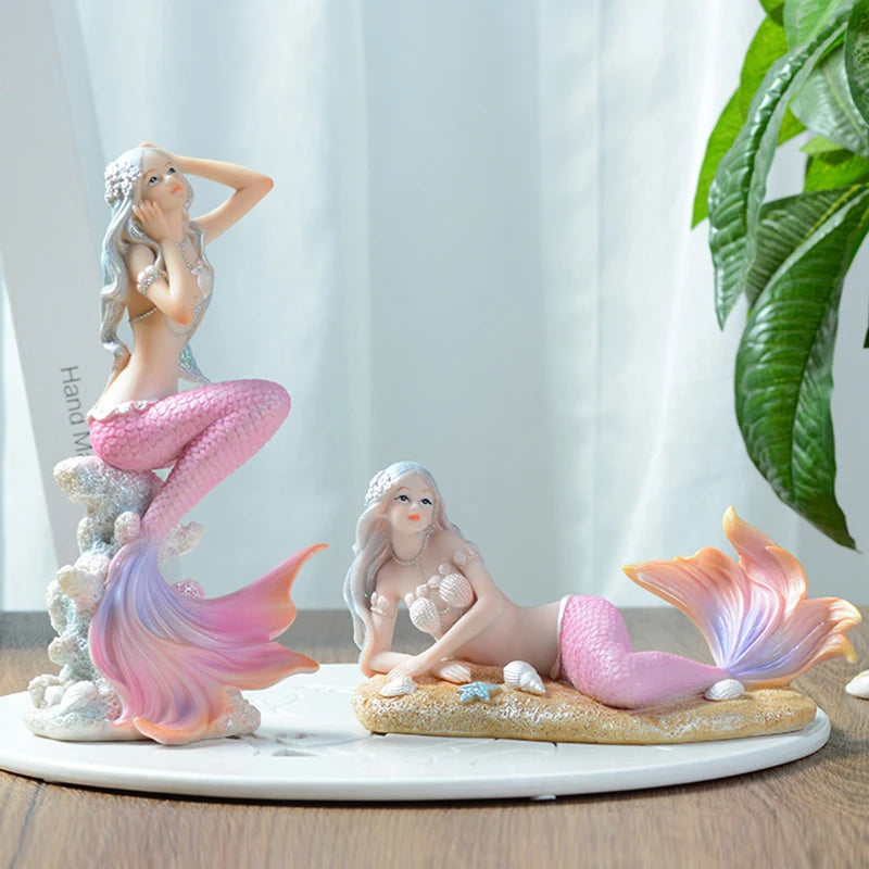 Nordic Resin Cute Mermaid Princess Figurines