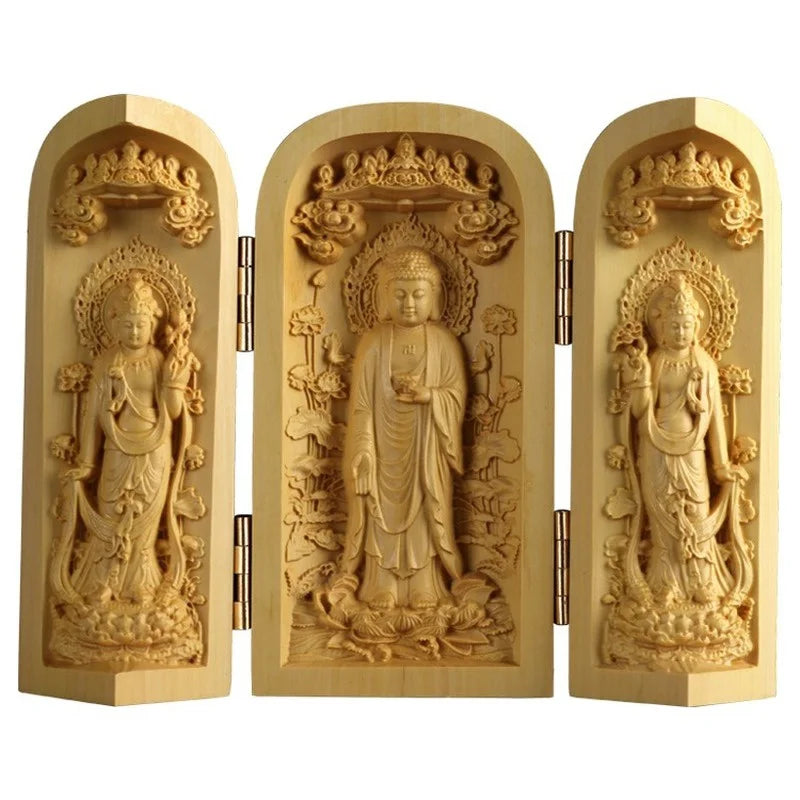 Exquisite Boxwood Carving Guanyin Buddha Statue