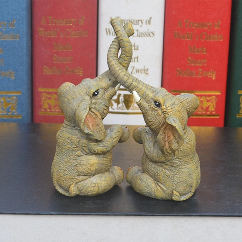 Lucky Elephant Couple Figurine