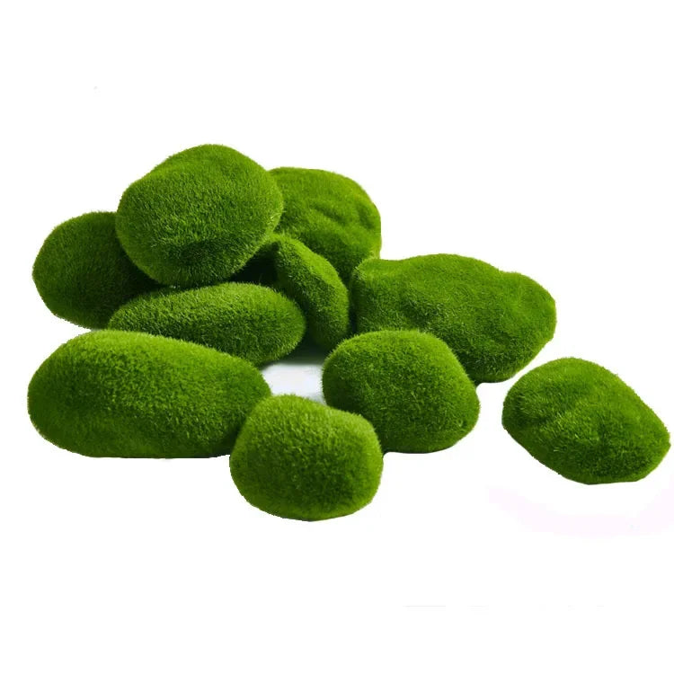 10 Pcs Artificial Green Moss Stones