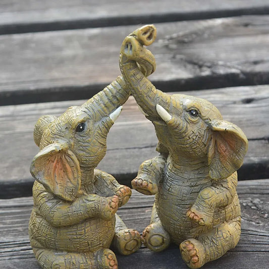 Lucky Elephant Couple Figurine