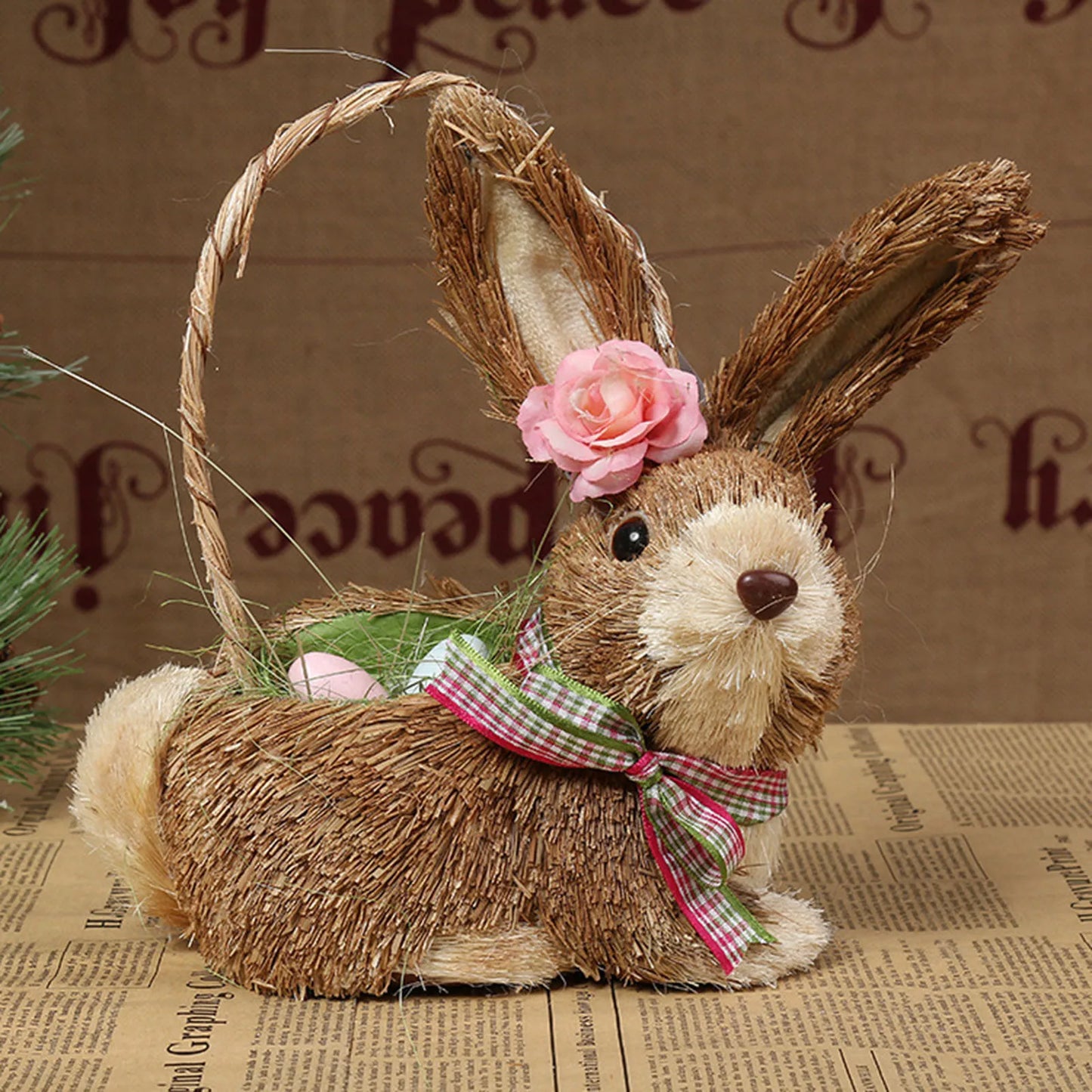 Straw Bunny Figurines