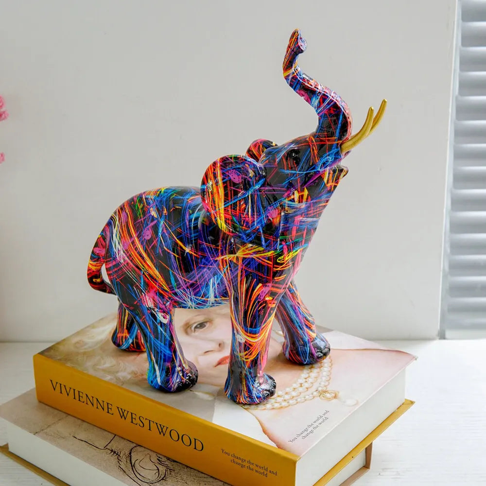 Colorful Painting Elephant Art Sculpture: Graffiti Elephant