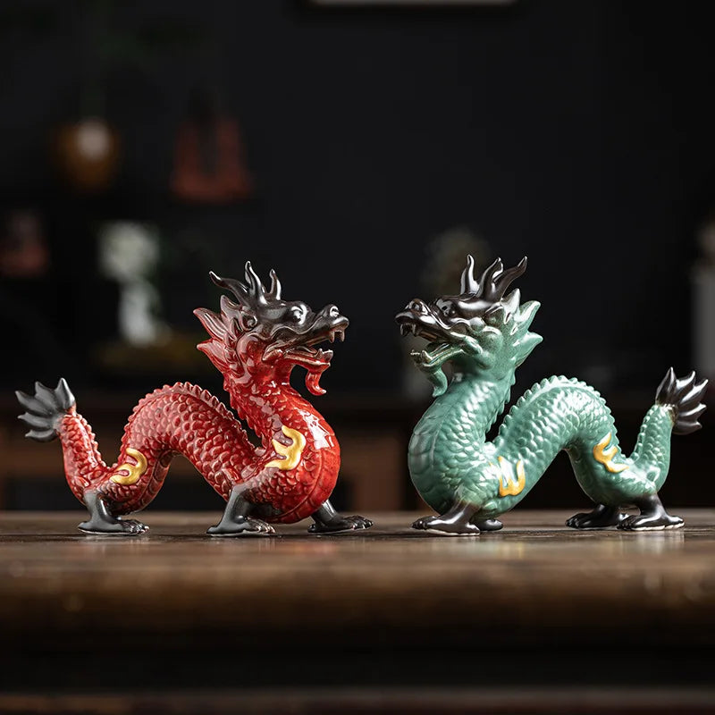 Traditional Chinese Porcelain Dragon Statue