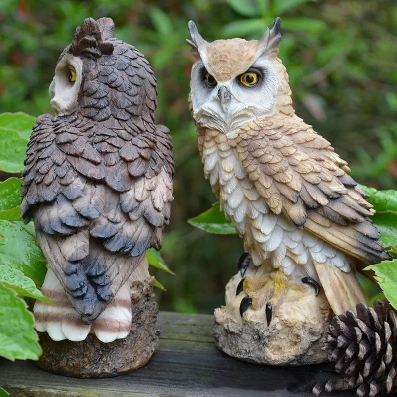 Lifelike Owl Figurine for Garden