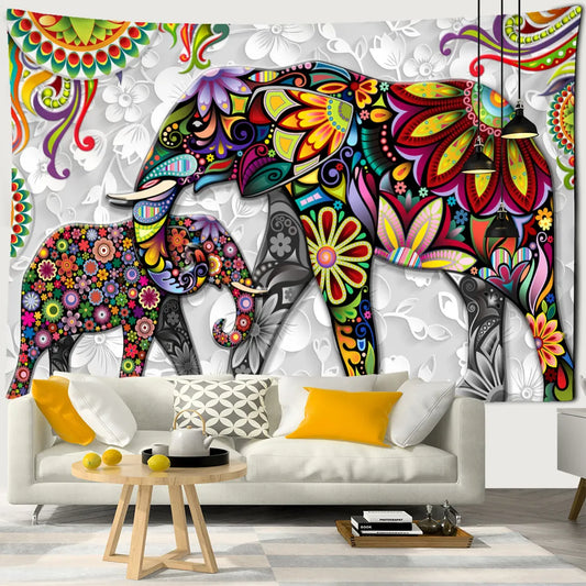 3D Mural Elephant Tapestry Wall Hanging
