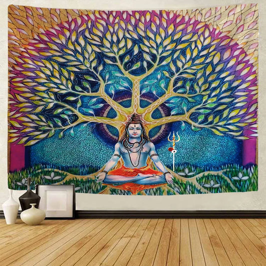 Indian Hindu Gods Tapestry: Shiva & his Son Ganesha