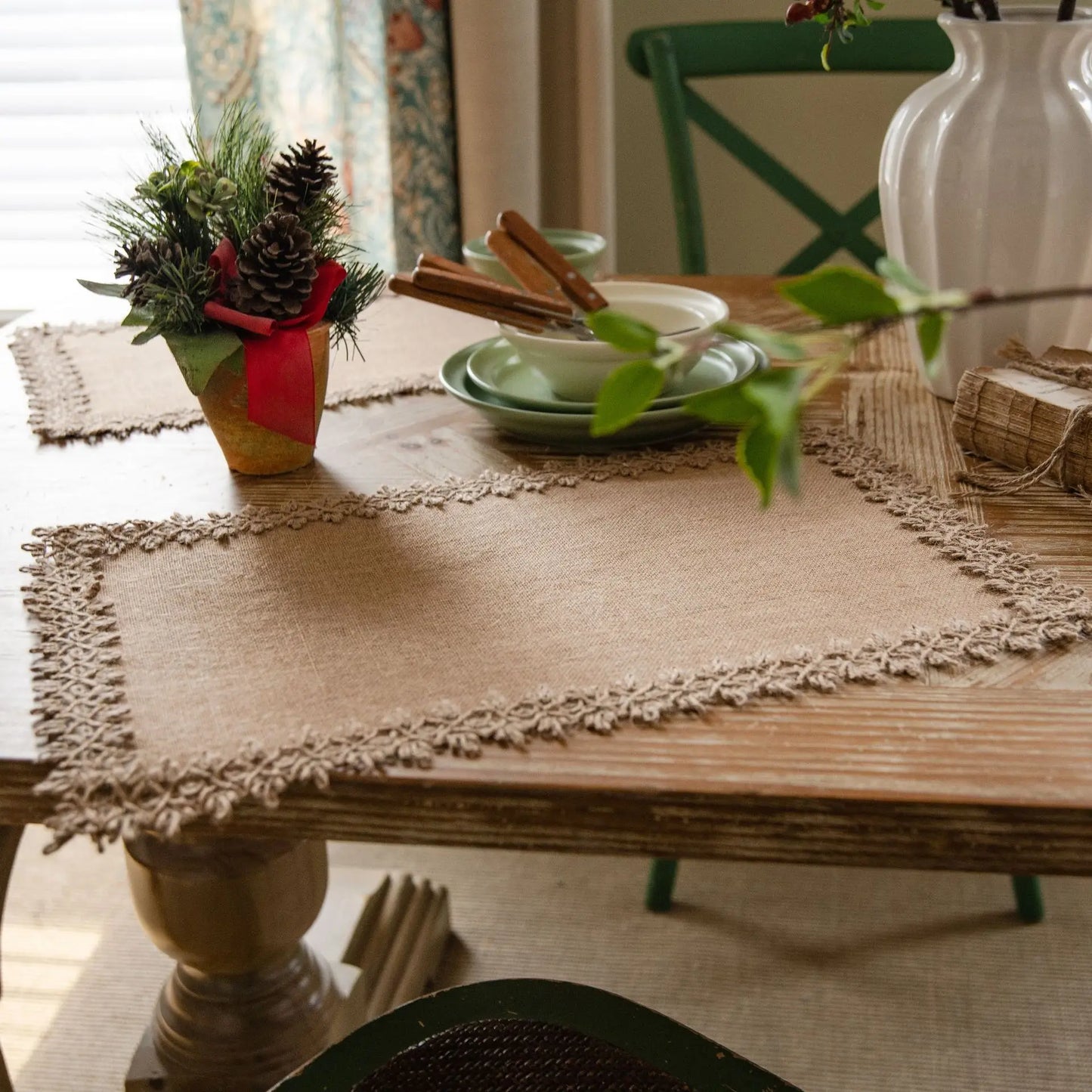 Vintage Farmhouse Jute Table Runner