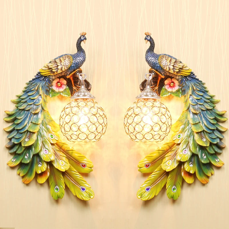 Nordic Style Retro  Peacock Wall Lamp