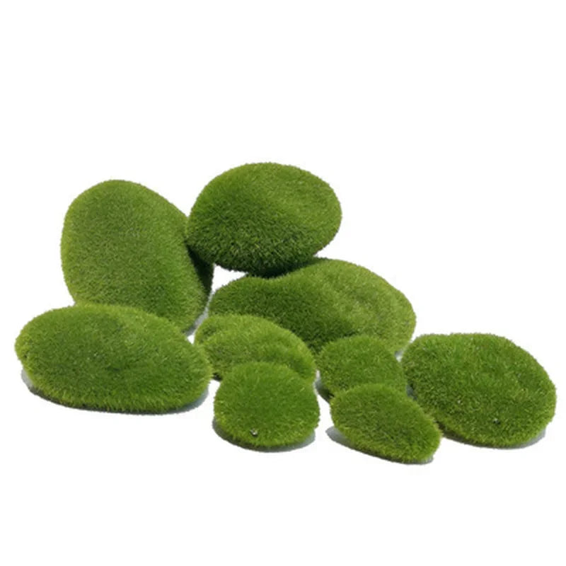 10 Pcs Artificial Green Moss Stones