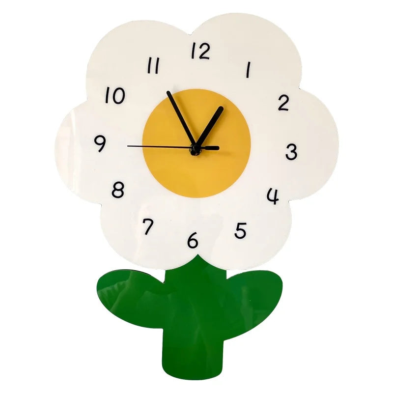 Cartoon Flower Wall Clock for Kids