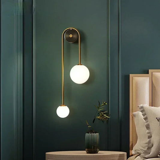 Modern Wall Lamp Glass Ball Lampshade in Gold