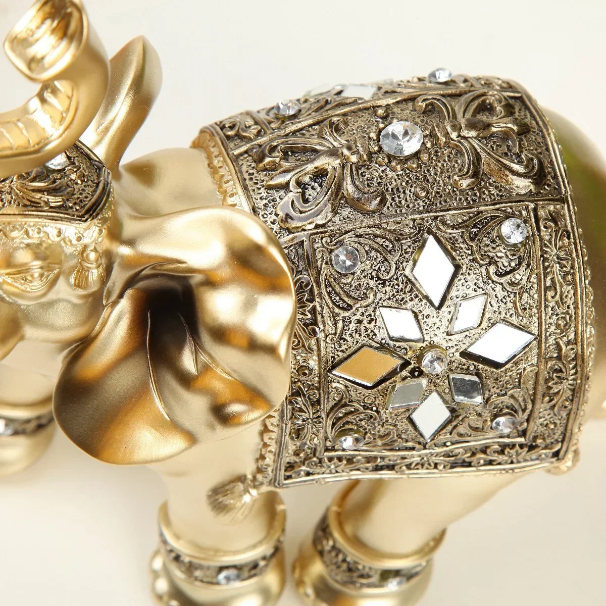 Gorgeously Intricate Golden Elephant Figurine