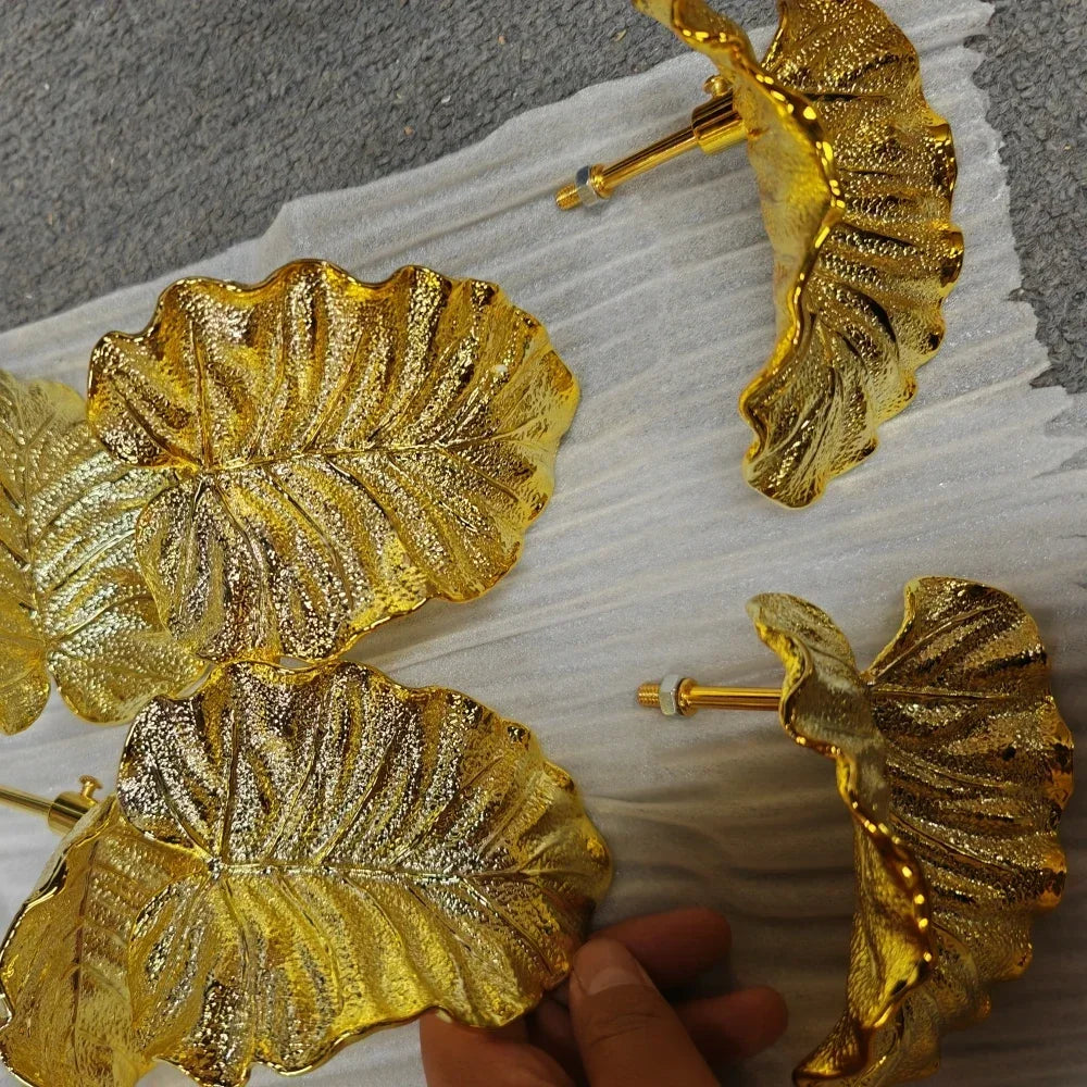 Gold Ceramic Lotus Leaf Sliver Wall Sconce for Bedroom